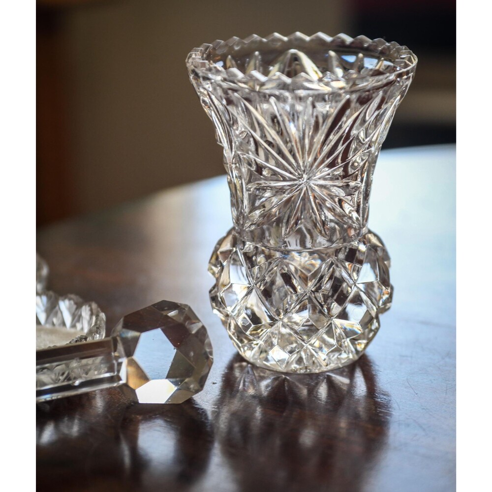 Cut Glass Flower Bud Holder Tableware Bridal Shower Coastal Decor
